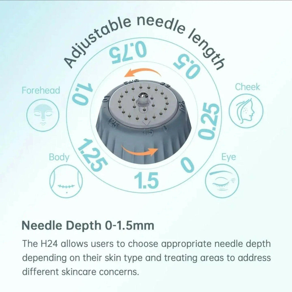 Ammuri Beauty adjustable derma stamp featuring 24 titanium microneedles for customized skincare treatment