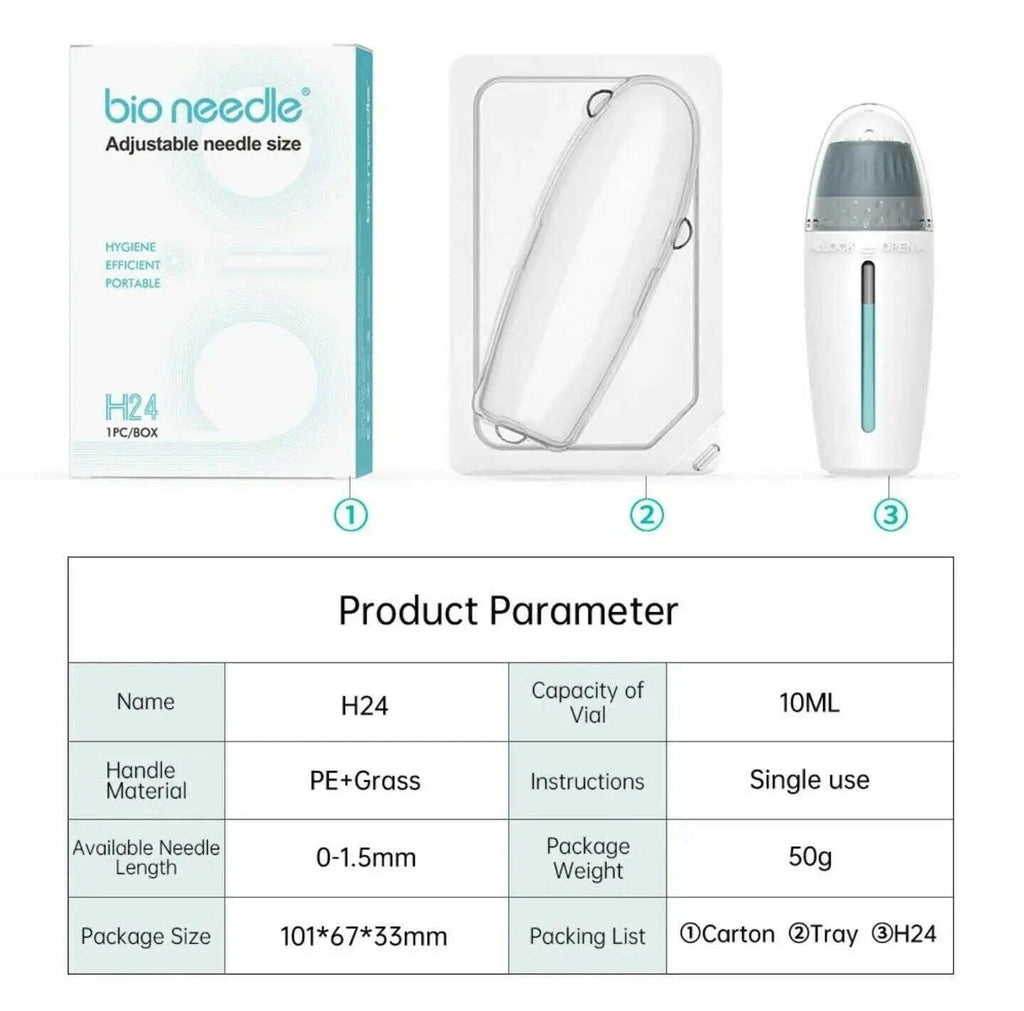 Ammuri Beauty Adjustable Derma Stamp with 24 titanium microneedles for efficient skincare treatments