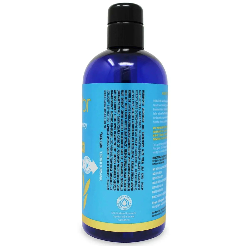 Pura D'or hair repair set shampoo bottle featuring nutrient-rich formula for revitalizing damaged hair