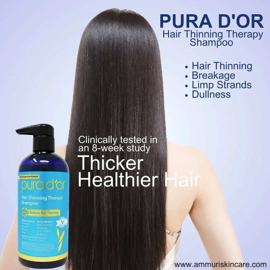 Ammuri Skincare PURA D’OR shampoo for hair thinning therapy to achieve thicker and healthier hair