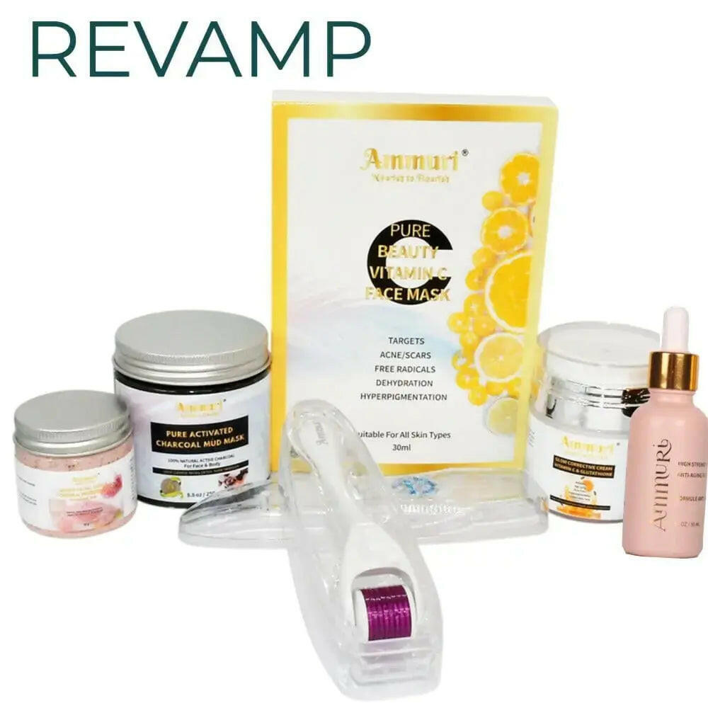 Ammuri Skincare Revamp Kit with face mask and roller for anti-aging skincare for 30 plus