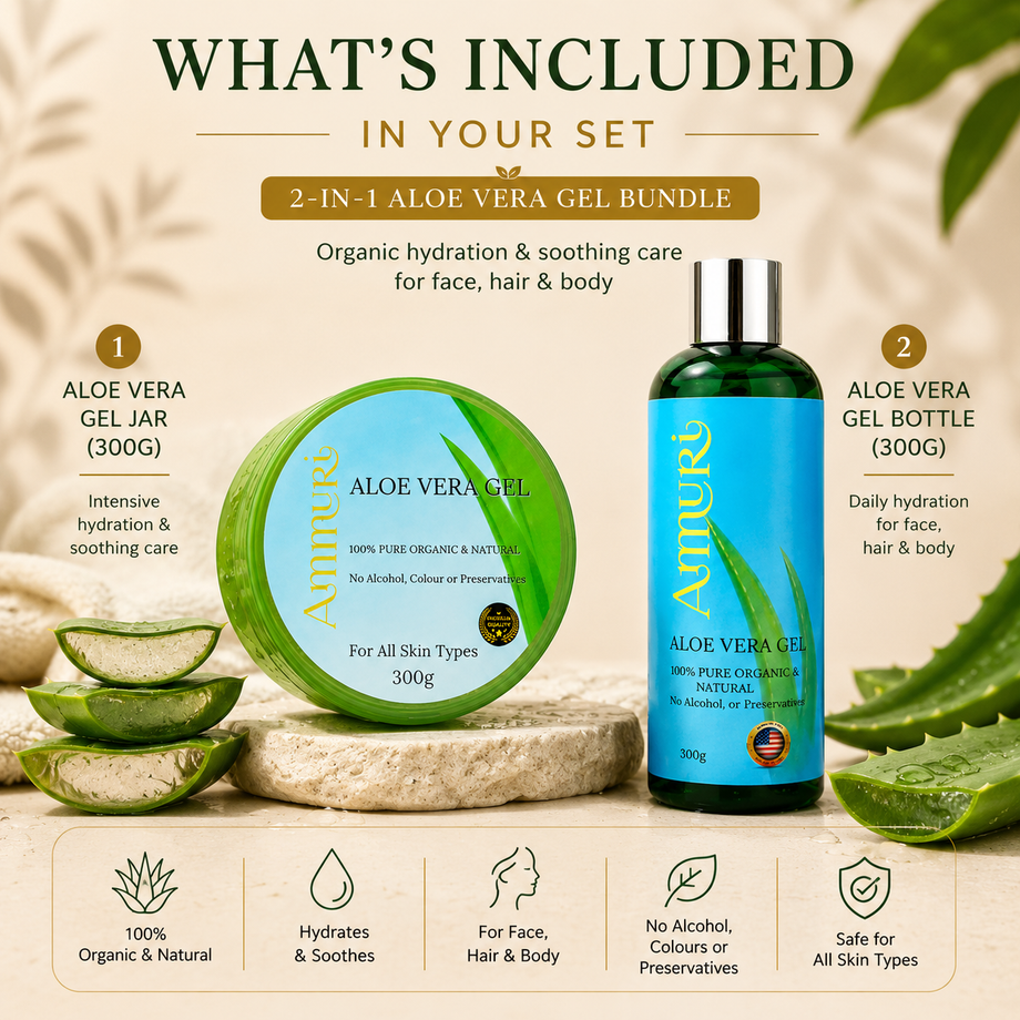 100 organic aloe vera gel Organic Aloe Vera Gel Set for Face, Hair & Body Soothing