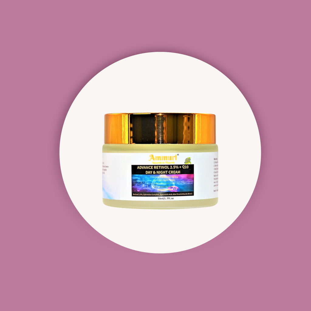 Q10 Face cream + Advance Retinol 2.5% Firming Day & Night Cream Anti-Wrinkle Power Firming Cream With Hyaluronic Acid Anti Wrinkle Face Moisturising Cream, Aloe Vera, Vitamin B5 & Vitamin E for Anti Ageing Ammuri Skincare