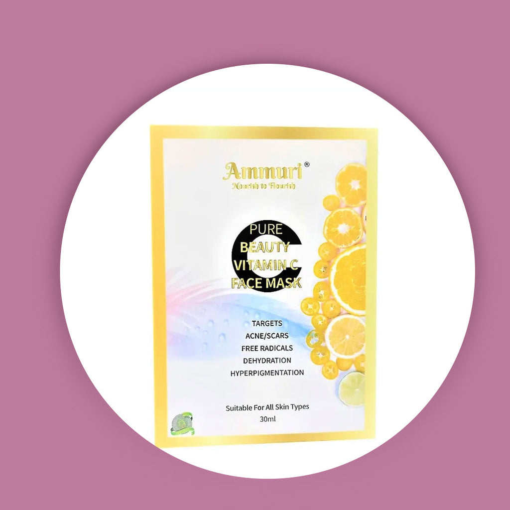 Vitamin C Silk Face Mask Sheets Hyaluronic acid Antioxidant Anti Age Anti Wrinkle Ammuri Skincare